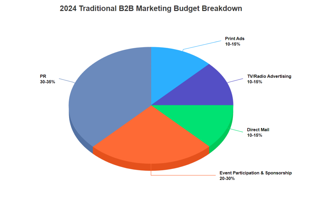 pie chart of a traditional b2b marketing budget breakdown