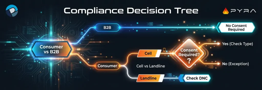 AI VOICE Agent Compliance Decision Tree by Percepture and Pyra AI Agents