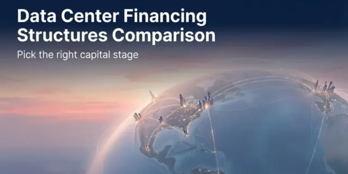 Data-Center-Financing-Structures-Comparison-pick-the-right-capital-stage - horizon of the globe and connectivity and data centers connected