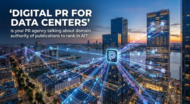 Digital PR and Public relations for Data Centers - visual of connectivity lighting up from down town tampa high rise on Water Street to the other buildings