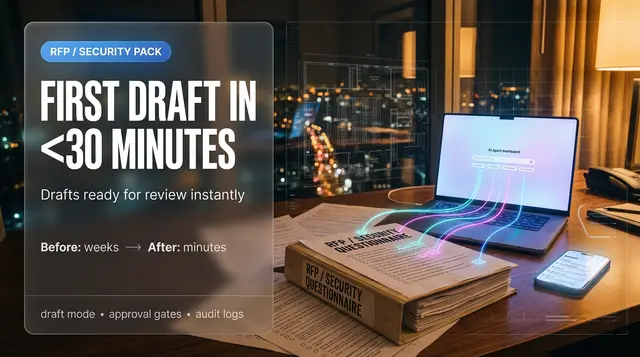 RFP Proposal TOOL - AI Agents for Data Center proposals in under 30 minutes, showing them in a hotel on the road and work being done, while they meet with clients.