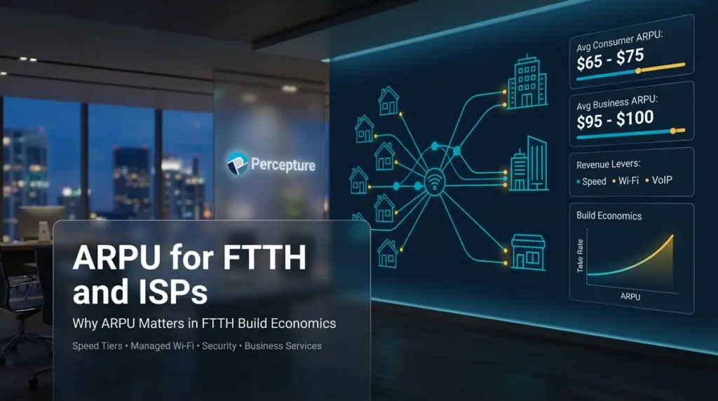 What is ARPU for FTTH and ISPs? Large dashboard showing a diagram of routes to homes.