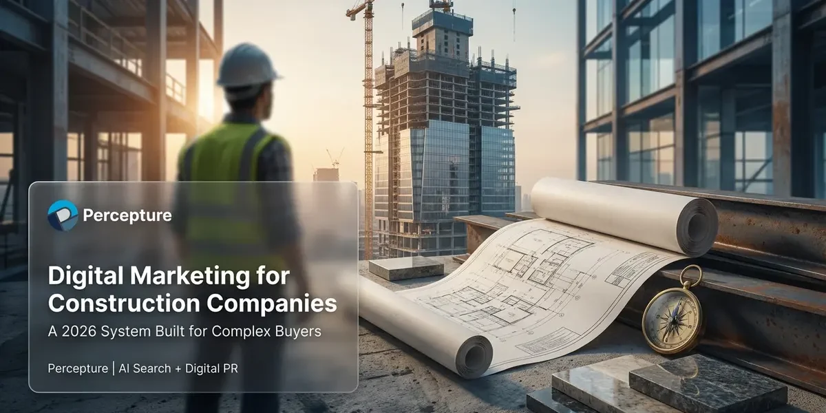 digital marketing for construction companies - worker on site with digital marketing blueprint