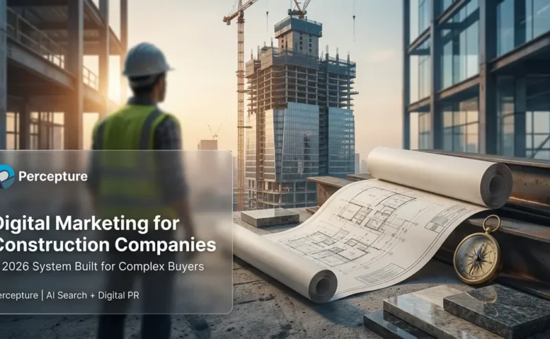digital marketing for construction companies - worker on site with digital marketing blueprint