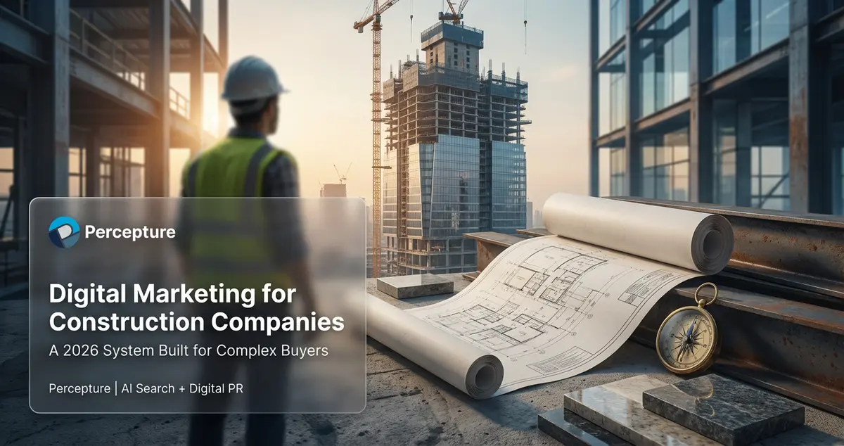 digital marketing for construction companies - worker on site with digital marketing blueprint