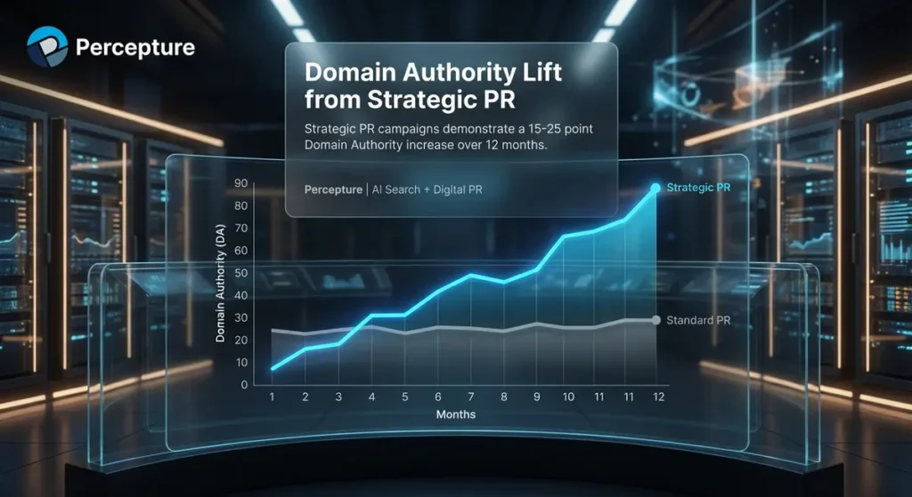 Domain Authority Lift from Strategic PR. in board room How to Control Your Brand SERP: The Reputation Defense Strategy