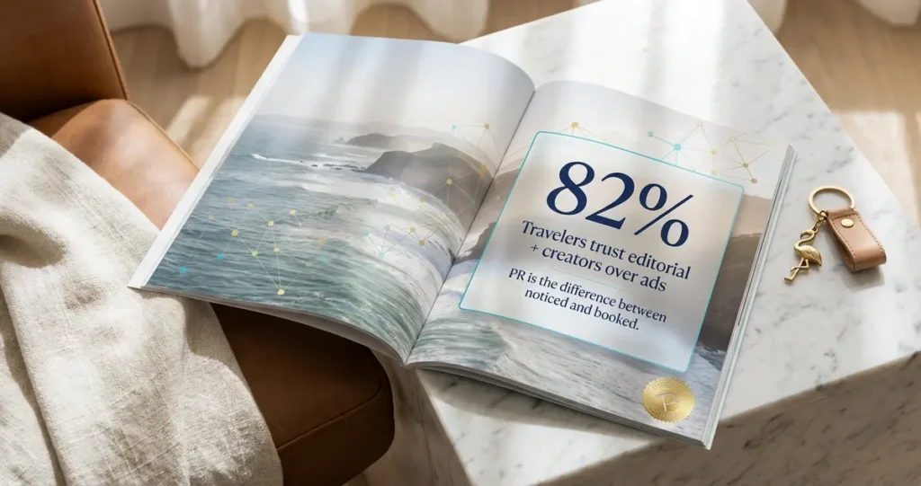 Travel PR Statistic - 82% of travelers trust editorial creators over ads.