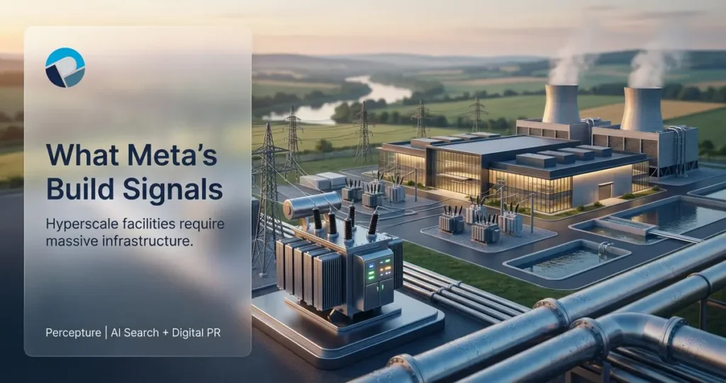 Modern hyperscale data center facility showing power infrastructure and cooling systems required for AI and cloud computing operations