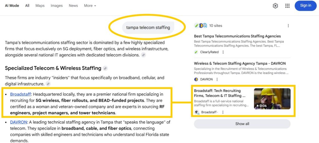 Local SEO ranking from Percepture organic search agency