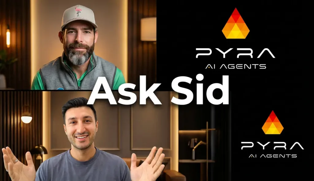 Bob Generalae and Ask Sid - A photo of Sid Bindra and Bob on a call to action to ask questions about wealth management and AI growth.