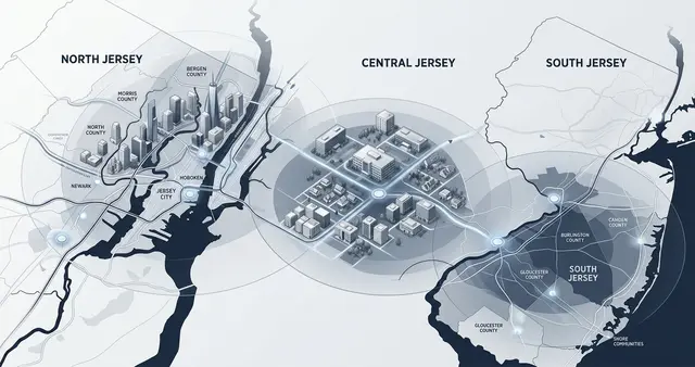 hyperlocal NJ SEO Market Insight map of north, central and south jersey