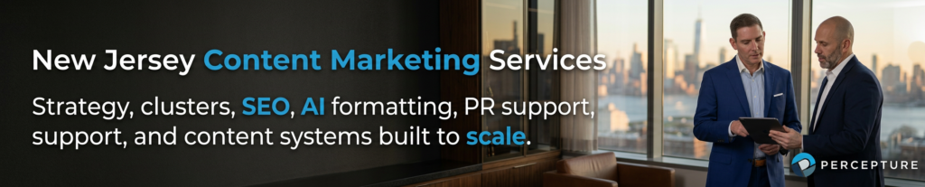 NJ content marketing strategy services by percepture where Thor Harris and Bob Generale are presenting in their NJ office