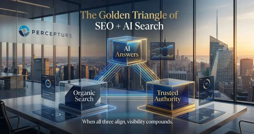 the golden triangle of seo and ai search invented by bob generale
