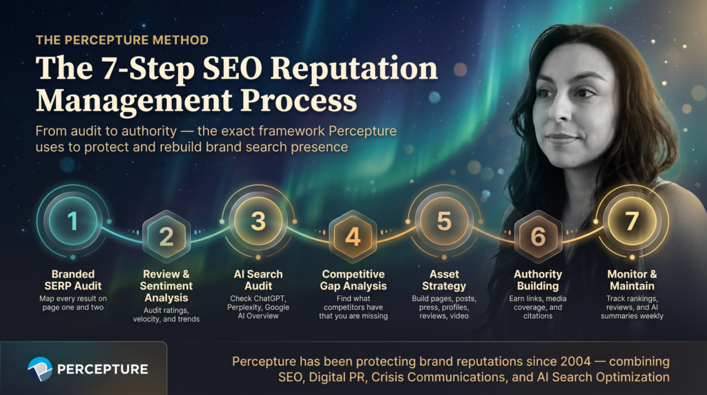 7 step seo reputation managment process infographic