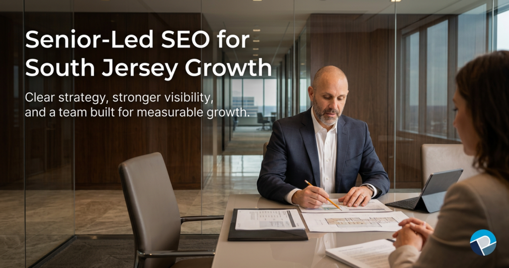 we are senior led seo consultants under one roof for a clearer team seo strategy, stronger visibility and measurable growth  - sitting at desk in office analyzing seo measurements