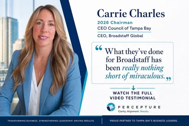 Carrie Charles, Chairman of CEO Council of Tampa Bay gives Percepture testimonial for Tampa SEO, GEO and Social work