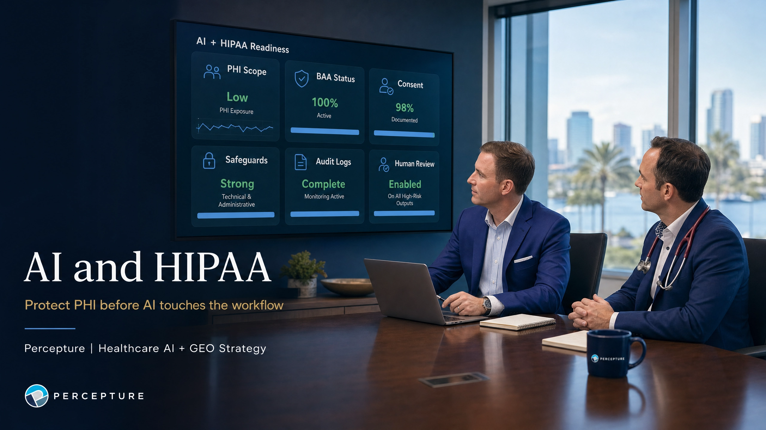 Percepture consulting strategy overview for maintaining HIPAA-compliant healthcare AI and protecting patient privacy.