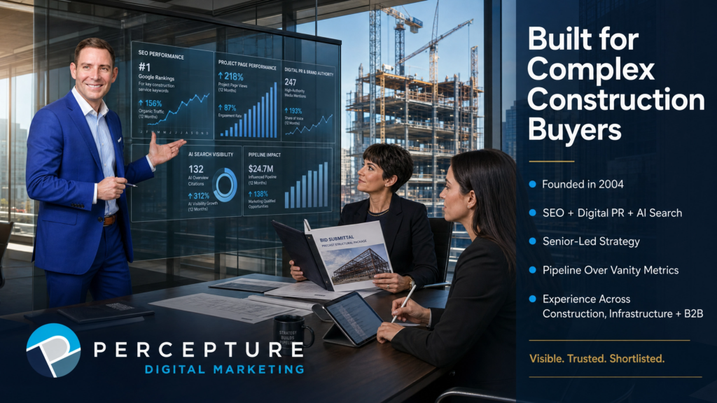 Percepture is a marketing agency for construction companies with experience back to 2004 and hiring experts