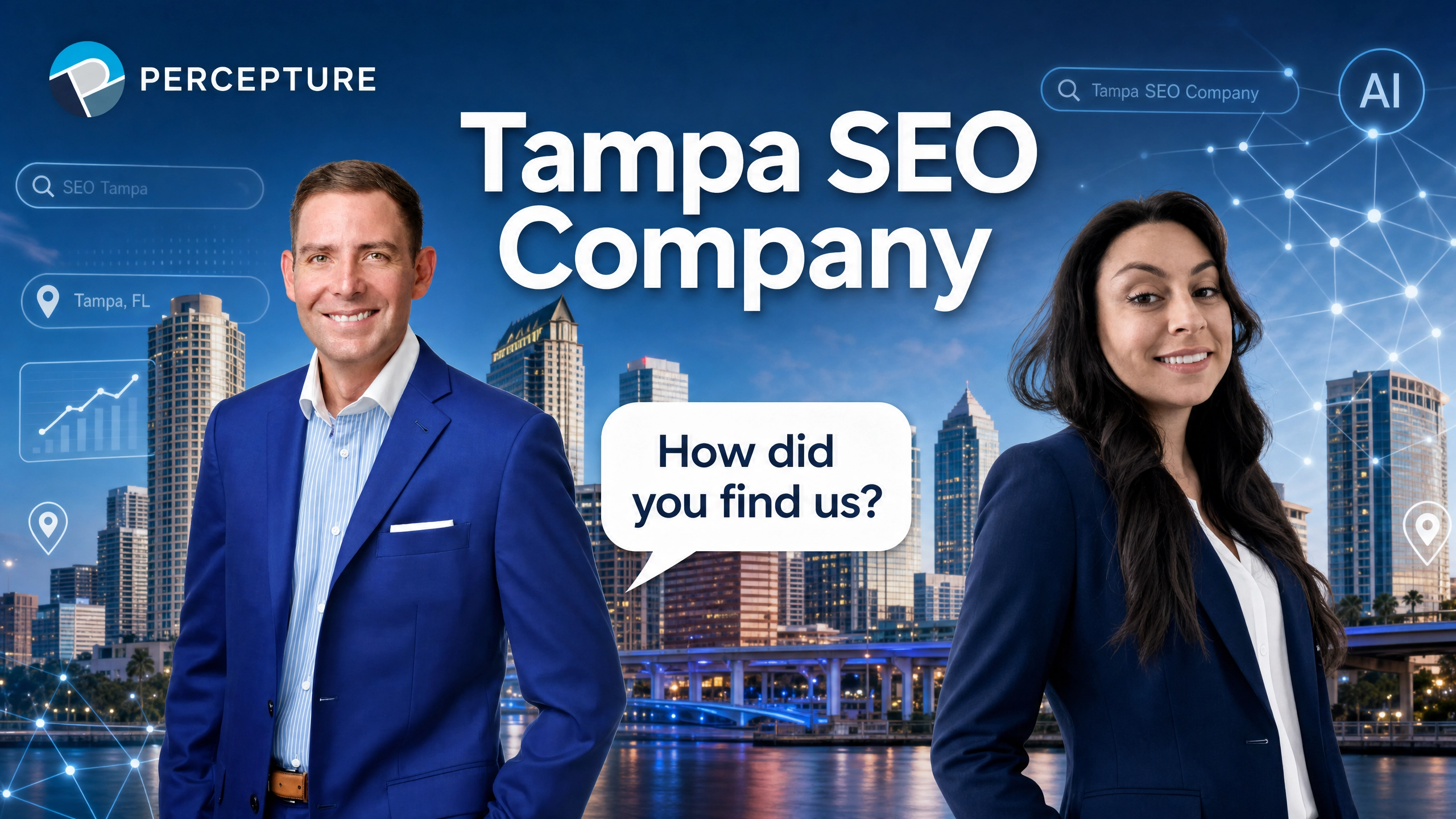 Bob Generale standing in front of a Tampa SEO Company billboard, to illustrate how being useful for the buyer