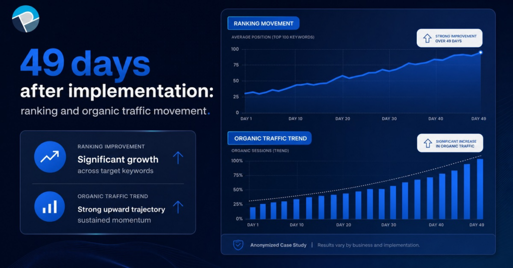 case study: 49 days after implementation we saw SEO growth after audit