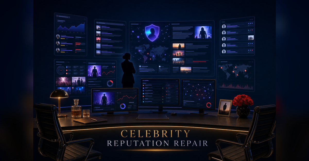 Celebrity reputation repair command center for Google, AI search, media, social, and public figure trust recovery.