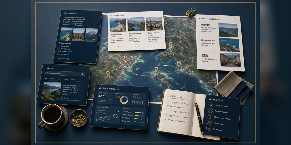 Destination marketing agency strategy for tourism visibility across search, AI, PR, and paid media