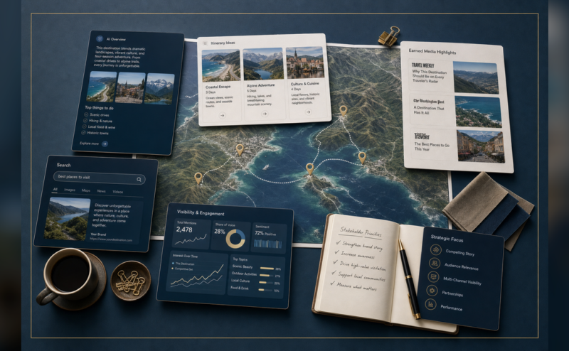 Destination marketing agency strategy for tourism visibility across search, AI, PR, and paid media