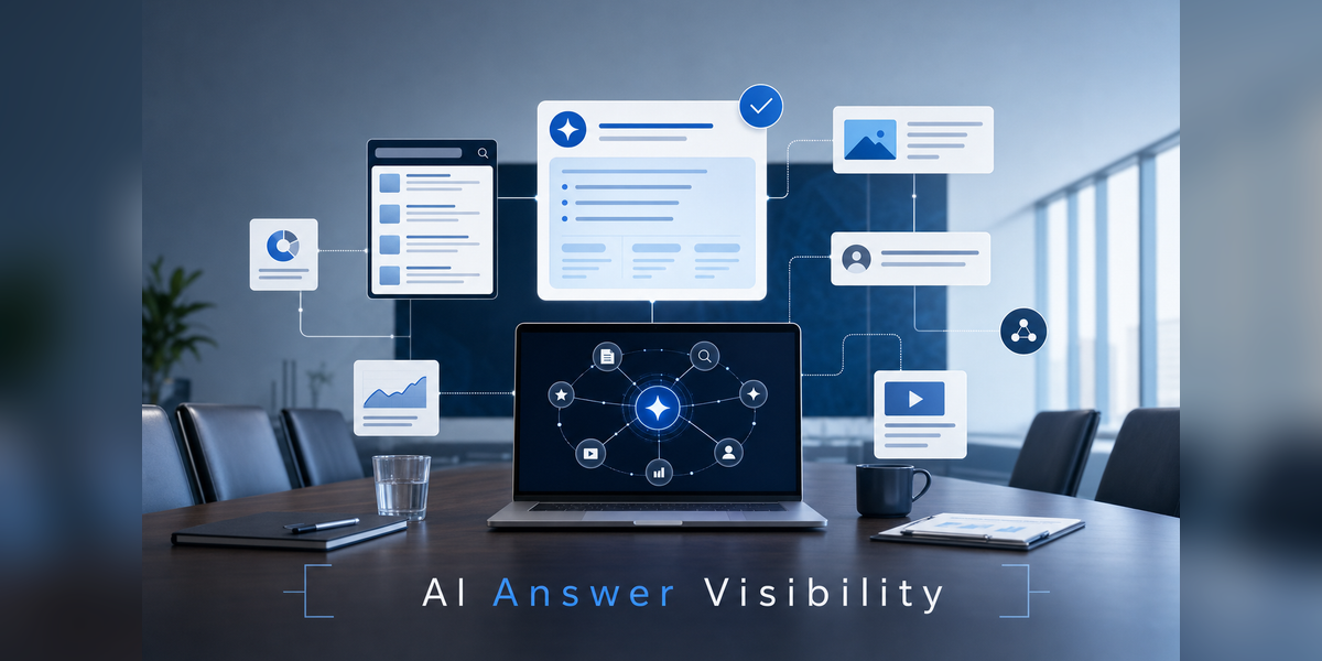 How to win visibility in ai answers b2b strategy illustration for AI search and B2B marketing