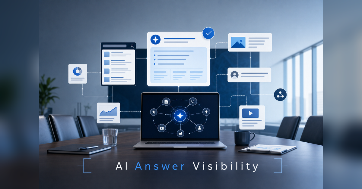 How to win visibility in ai answers b2b strategy illustration for AI search and B2B marketing