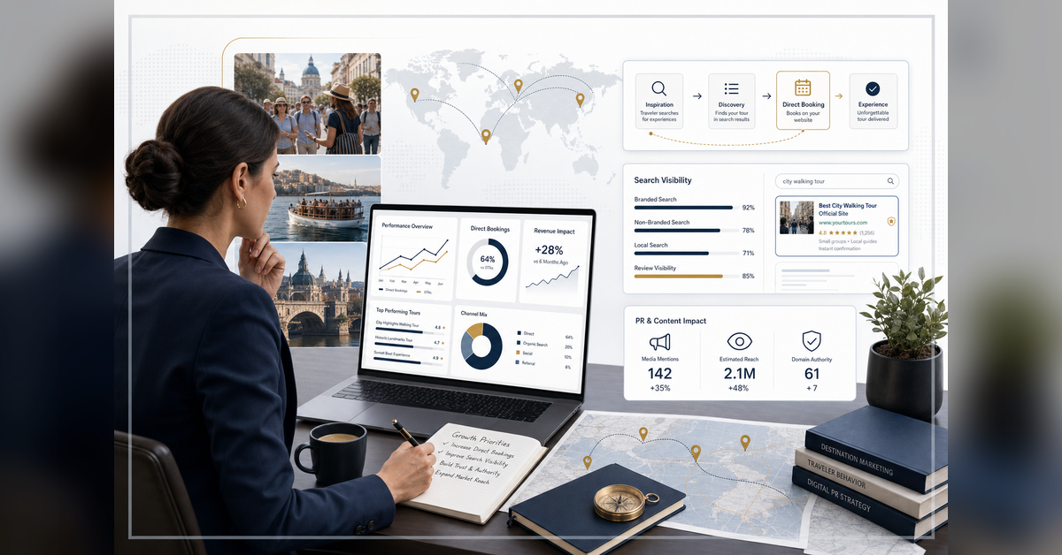 Tour operator marketing agency strategy dashboard for direct booking visibility