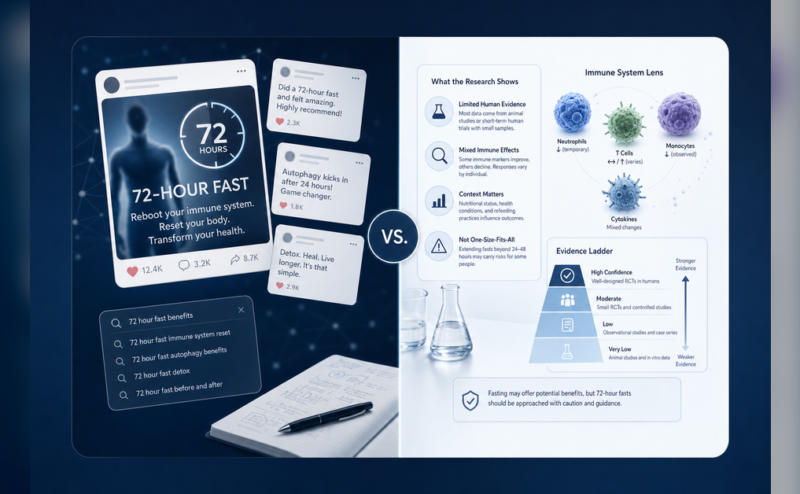 Research-based visual explaining the 72-hour fast immune system regeneration claim.