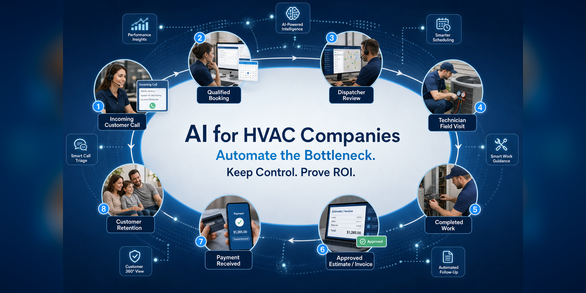 AI for HVAC companies supporting calls, scheduling, field work, estimates, payment and customer retention