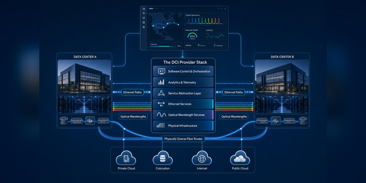 Data center interconnect solutions comparing facilities, fiber transport, optical networks and software-defined DCI providers