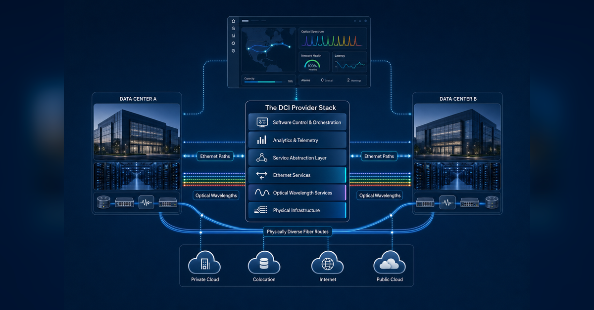 Data center interconnect solutions comparing facilities, fiber transport, optical networks and software-defined DCI providers