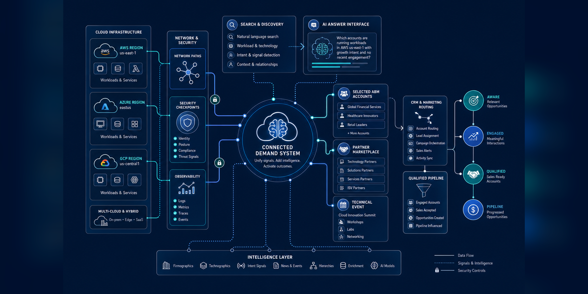 Digital marketing tactics for cloud computing and infrastructure services connecting workloads, ABM, SEO, AI search, PPC, partners, and pipeline
