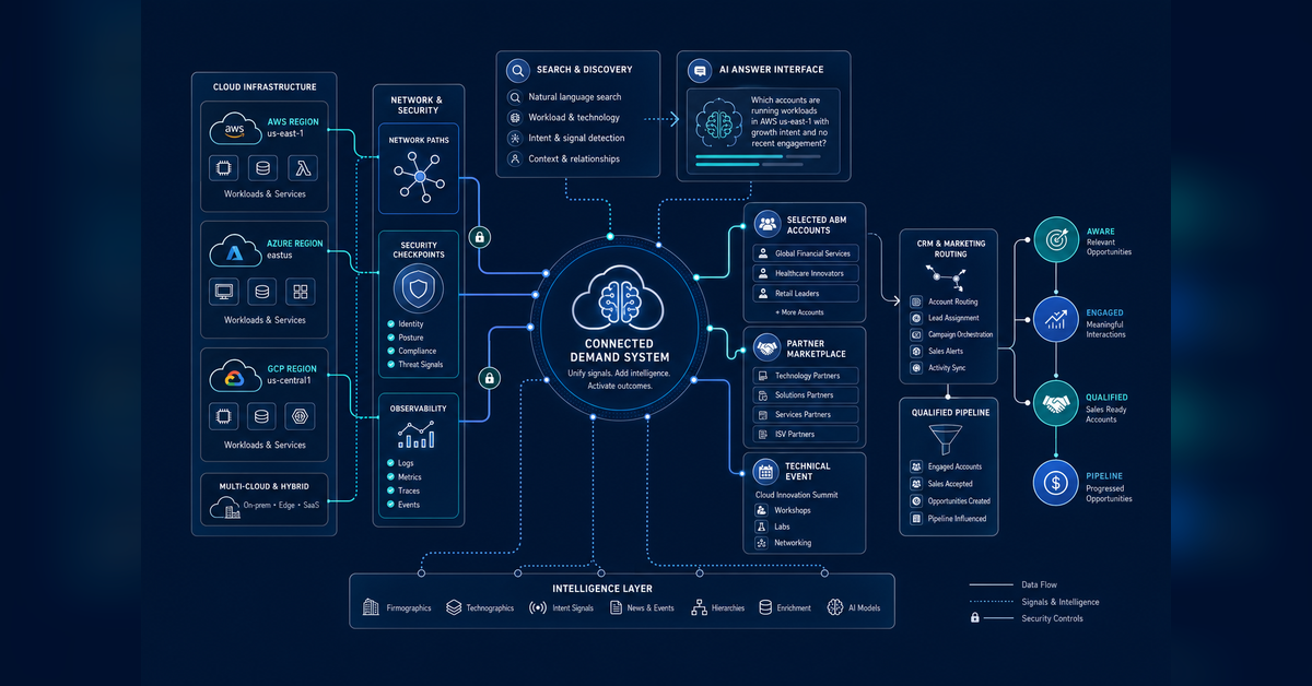 Digital marketing tactics for cloud computing and infrastructure services connecting workloads, ABM, SEO, AI search, PPC, partners, and pipeline