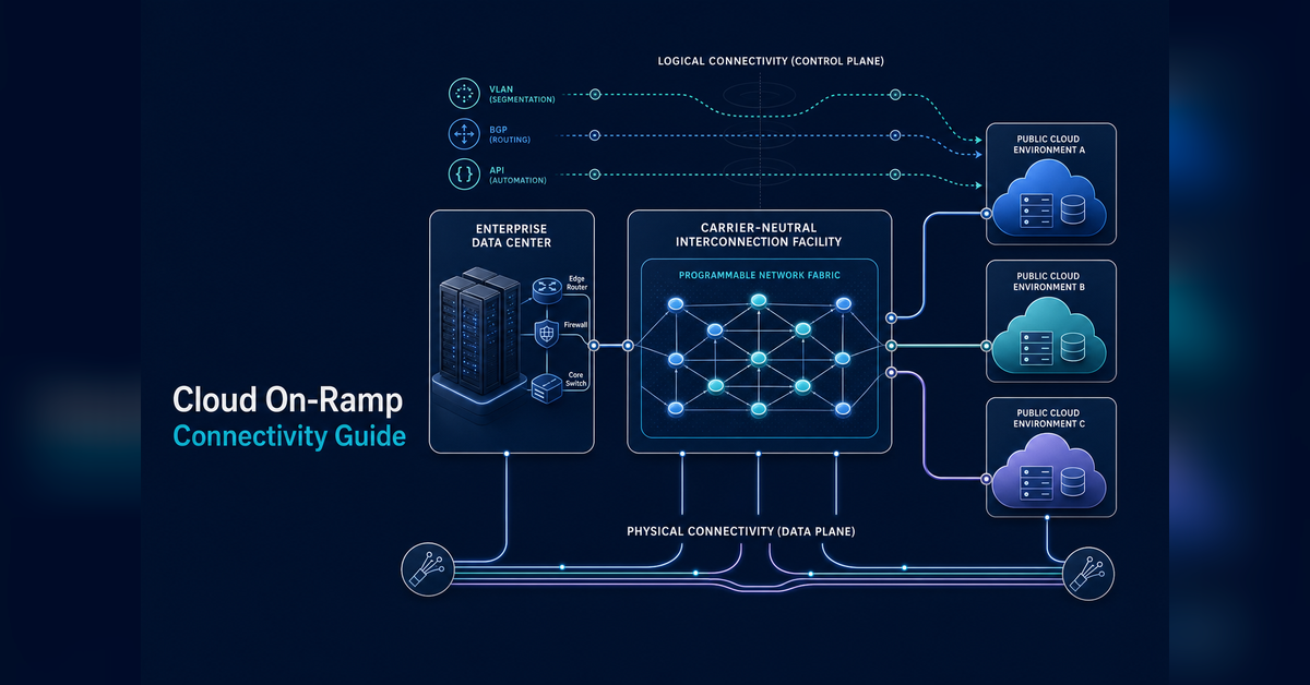 Cloud on ramp connectivity linking enterprise infrastructure to public cloud environments through private and software-defined network paths