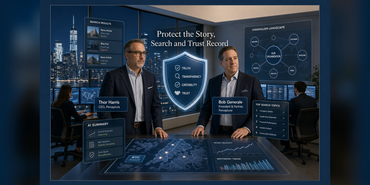 Percepture team members leading Crisis PR NYC strategy across PR search AI visibility and trust