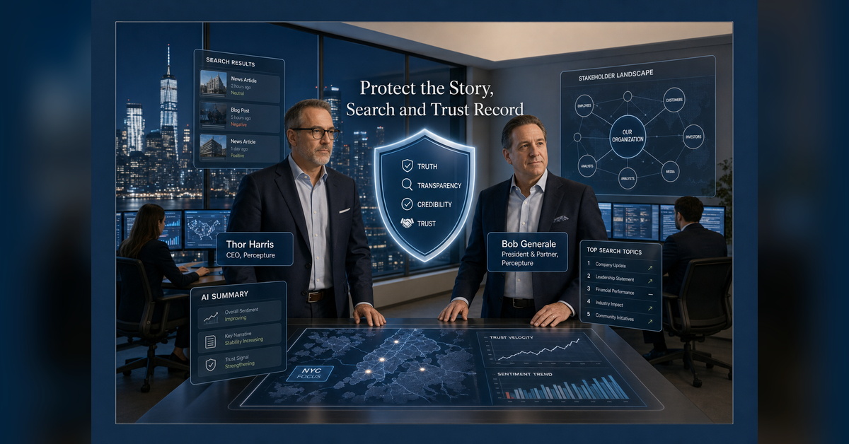 Percepture team members leading Crisis PR NYC strategy across PR search AI visibility and trust
