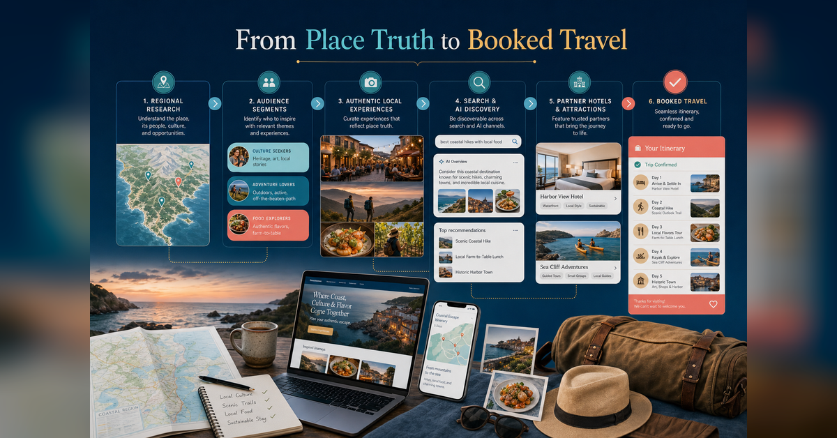 Destination marketing strategies connecting place truth, visitor demand, discovery, partners, and booked travel