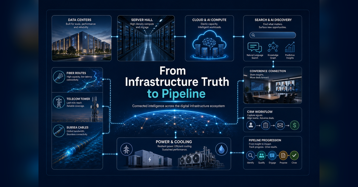 Digital infrastructure marketing agency​ connecting data centers, telecom, fiber, cloud, AI, search, events, CRM, and pipeline
