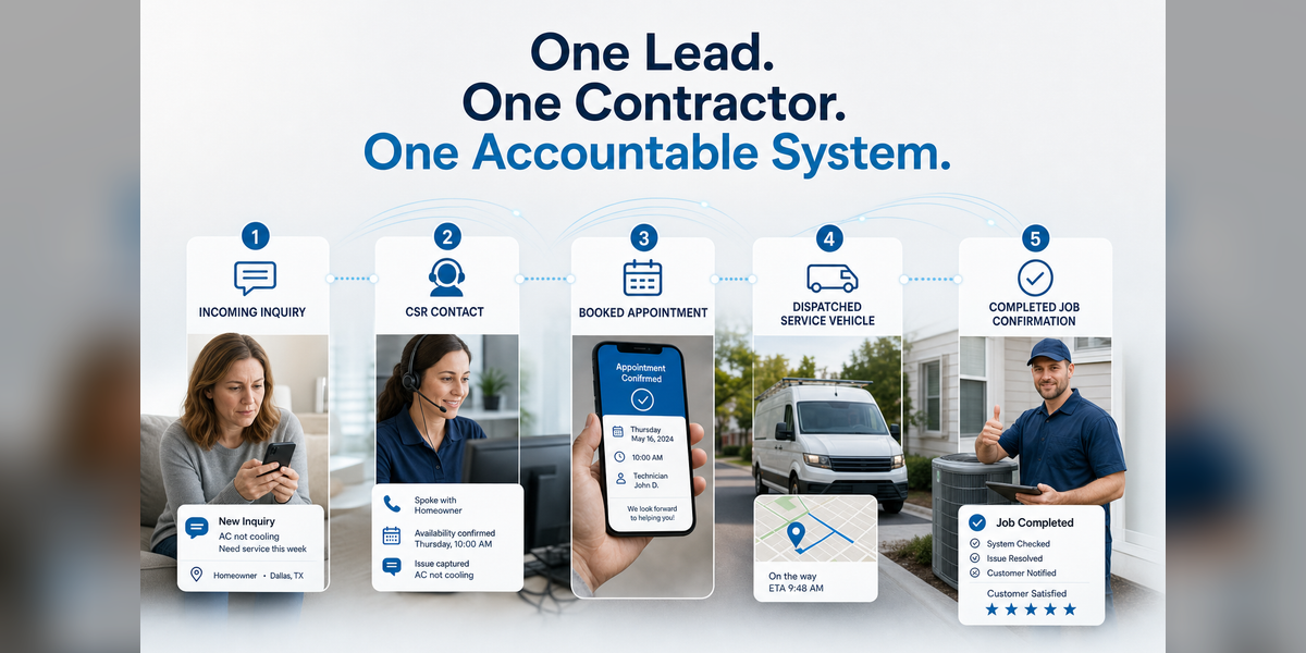 Exclusive HVAC leads tracked from one inquiry to a completed HVAC job