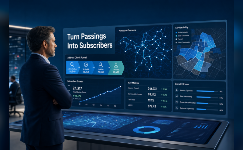 Fiber Take-Rate Marketing command center for turning fiber passings into subscribers