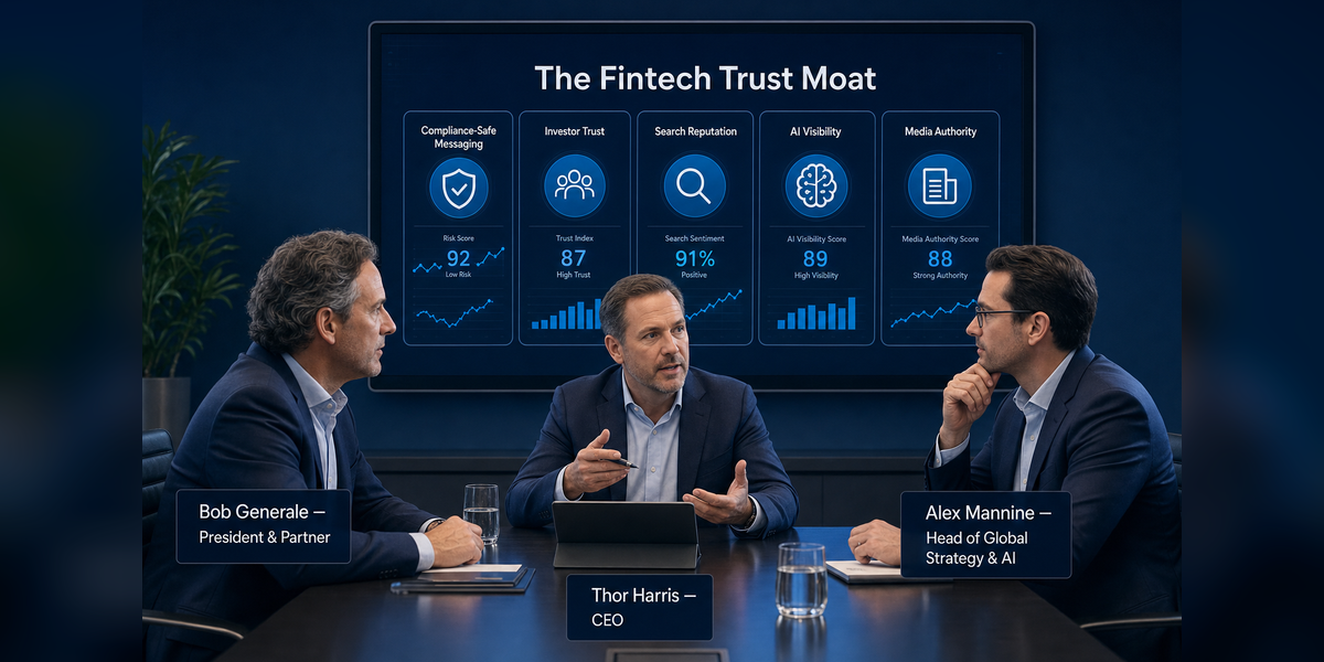 Percepture team members leading Fintech Public Relations Agency strategy across PR, search, AI visibility and trust.