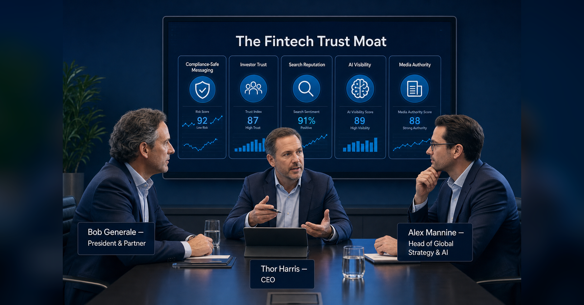Percepture team members leading Fintech Public Relations Agency strategy across PR, search, AI visibility and trust.