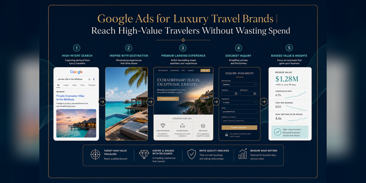 Google Ads for luxury travel brands value-control campaign journey