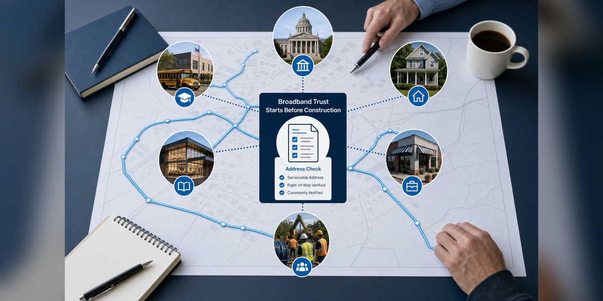 How ISPs Build Community Trust Before Broadband Construction with residents, public officials, schools, businesses, and address checks before fiber construction.