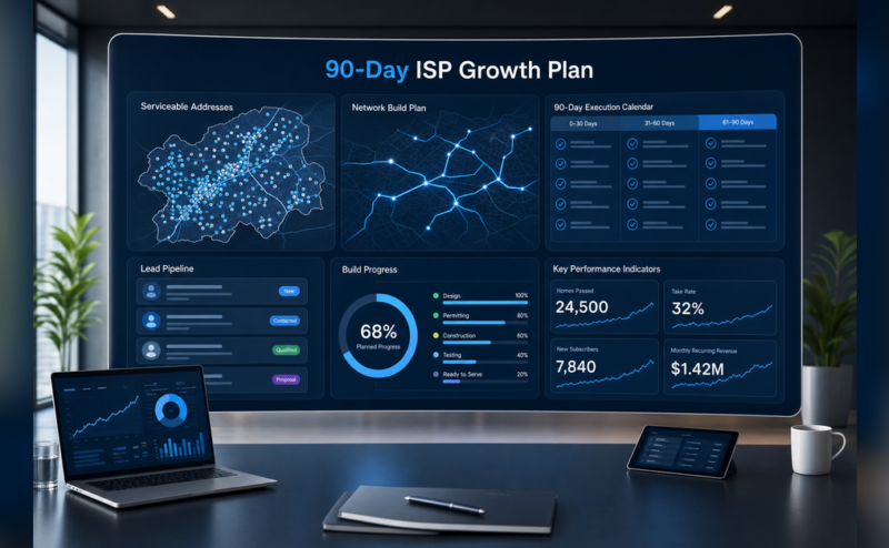 ISP marketing plan for a 90-day broadband growth calendar