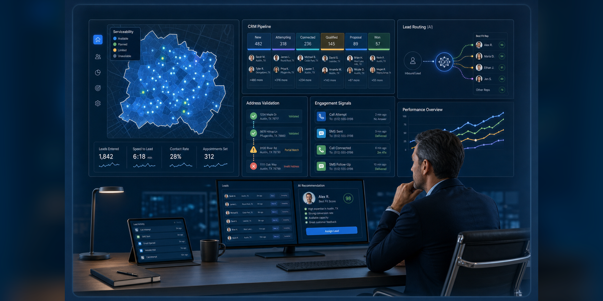 ISP Sales Automation & AI Sales Agents workflow for serviceability-aware lead routing and speed-to-lead