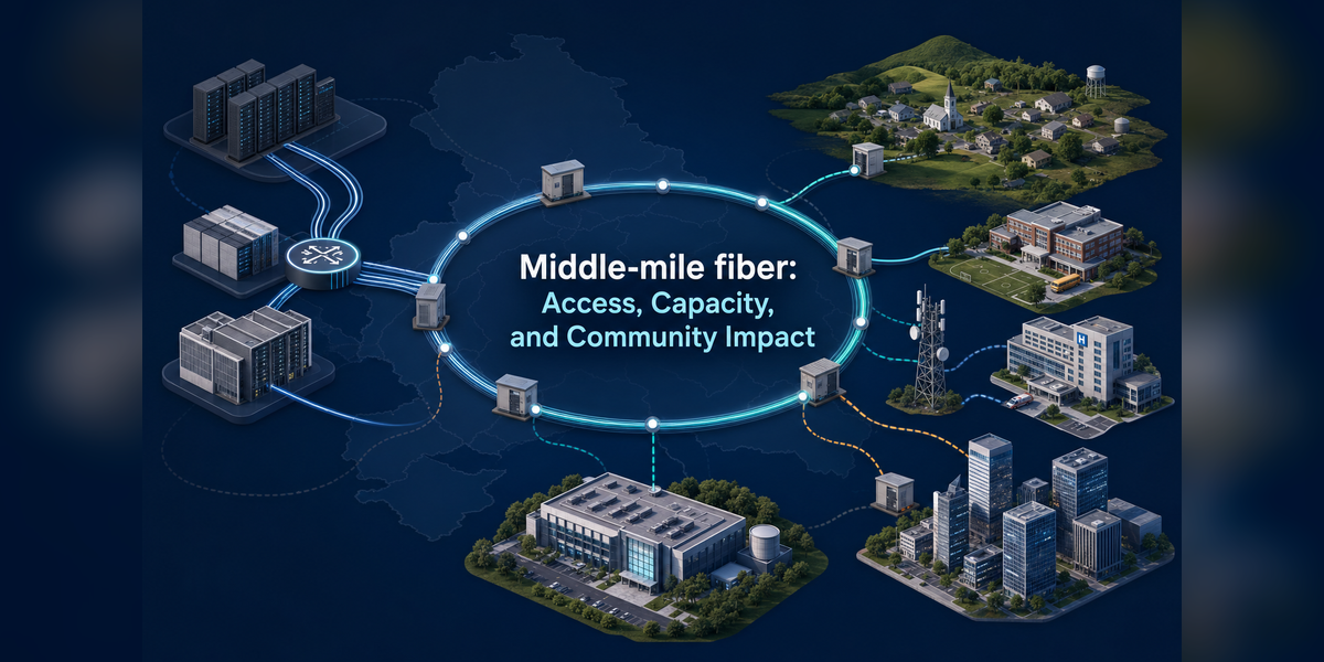 Middle-mile fiber network connecting local providers and communities to data centers, cloud networks, exchanges, and national backbones